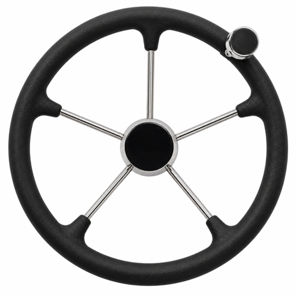 BOAT STEERING SS316 WITH PU FOAM&KNOB 381MM SKU00057 BOAT STEERING SS316 WITH PU FOAM&KNOB 381MM SKU00057