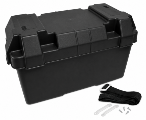 BATTERY BOX XL 420X200X210MM WITH LID AND STRAP SKU00089
