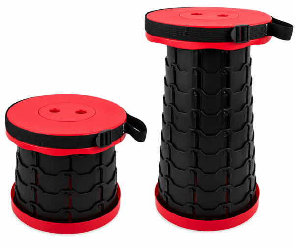 FOLDING STOOL RED PP MAX LOAD 200KG H=6CM TO 45CM