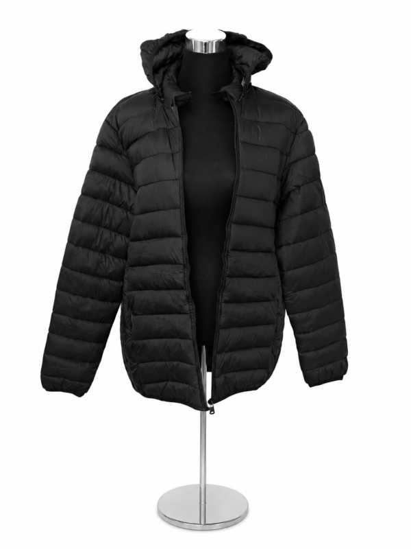 Unisex hooded puffer jacket black XXL(double extra large)