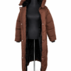 Zara puffer coat brown 2 Puffer Coat hooded Brown Large