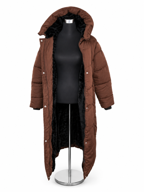 Zara puffer coat brown 2 Puffer Coat hooded Brown Large