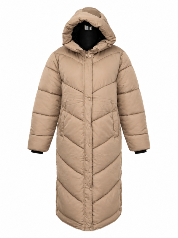 Zara puffer coat nude 1 Puffer Coat hooded Nude Large
