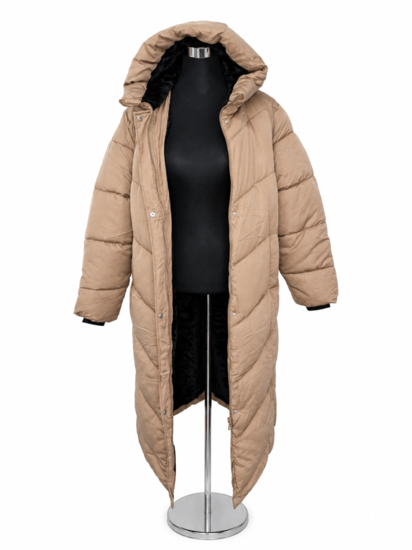 Zara puffer coat nude 2 Puffer Coat hooded Nude Large