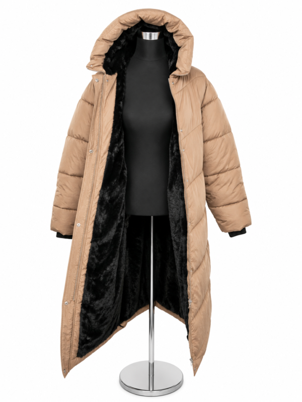 Zara puffer coat nude 3 Puffer Coat hooded Nude Large