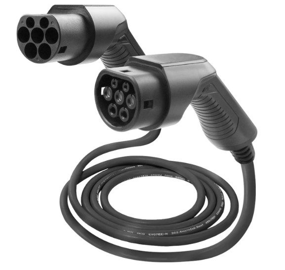BS-CHC003 TYPE 2 TO TYPE 2 32A 230VAC/7.2KW 1PH 5M STRAIGHT CH. CABLE